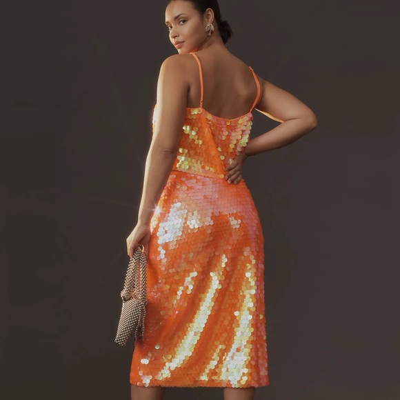 By Anthropologie Neon Paillette Sequin Midi Skirt - Picture 9 of 10